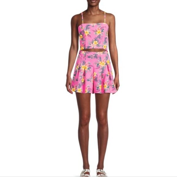 Madden NYC Printed Cutout Romper Azalea Pink - Picture 1 of 15